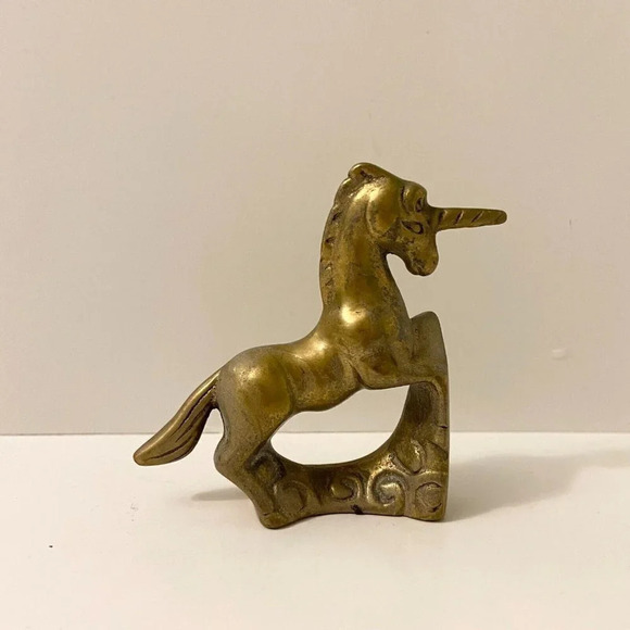 Vintage Brass Unicorn Collectible Figurine  2.5 Inch Size Figure Mystical - Picture 2 of 15
